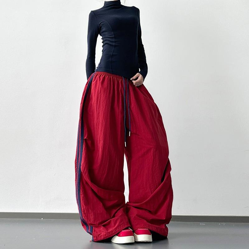 

American Retro Sports Casual Pants Women s Autumn and Winter New-looking Ski Pants Trendy Wide-leg Trousers XL червоний