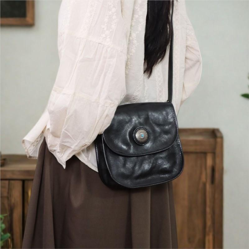 Johnature Genuine Leather Handmade Saddle Bag High-quality Cowhide Large Capacity Vintage Shoulder Crossbody Bag