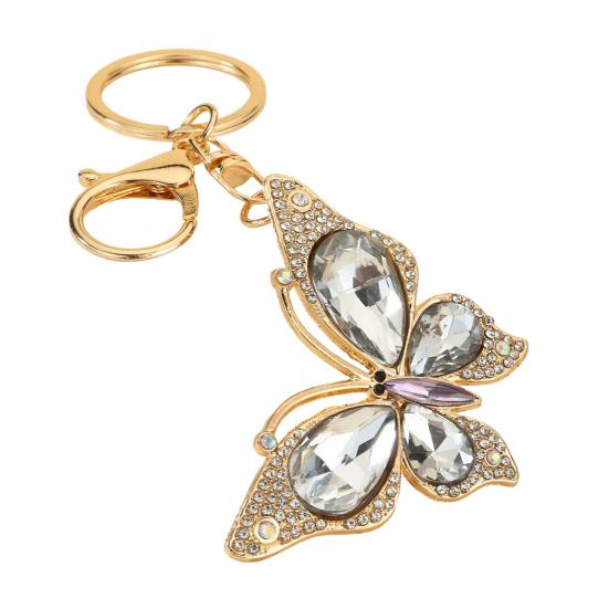 Light Luxury Butterfly Keychain Crystal Pendant Rhinestone Butterfly Keychain Colorful Diamond Butterfly Pendant Sparkling Bag Charm Gift for Women