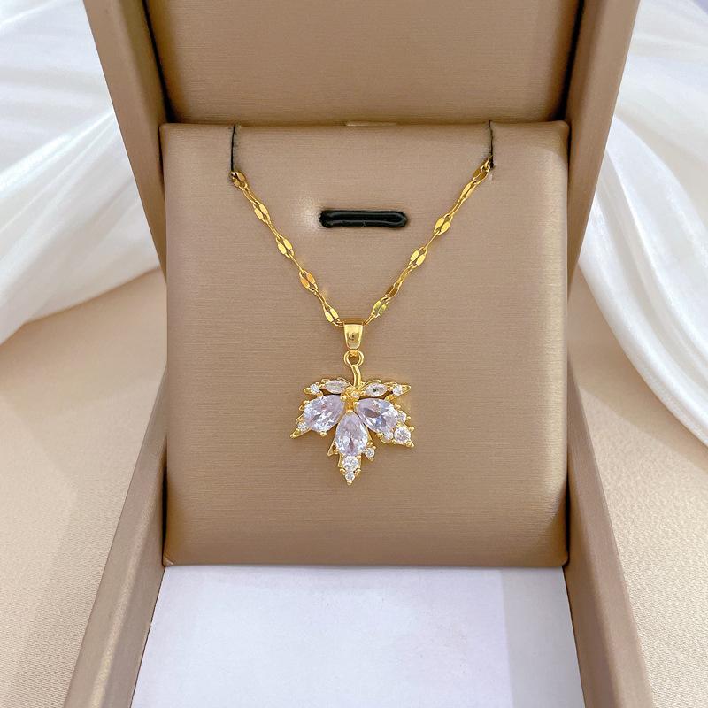 Light Luxury Full Diamond Micro-Inlaid Design Temperament Smart Shining Necklace Women, Simple Pendant