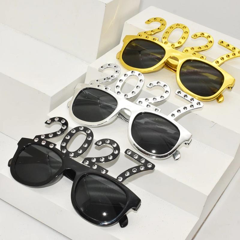 2027 Number Eyeglasses Happy Year Glasses Diamond Glitter Sunglasses Cosplay Prop Xmas Party Decoration Funny Glasses