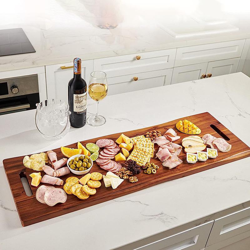 Large Wooden Snack Tray & Cutting Board with Handle