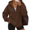 Women's casual fashionable long-sleeved hooded pullover with half-zip on the chest