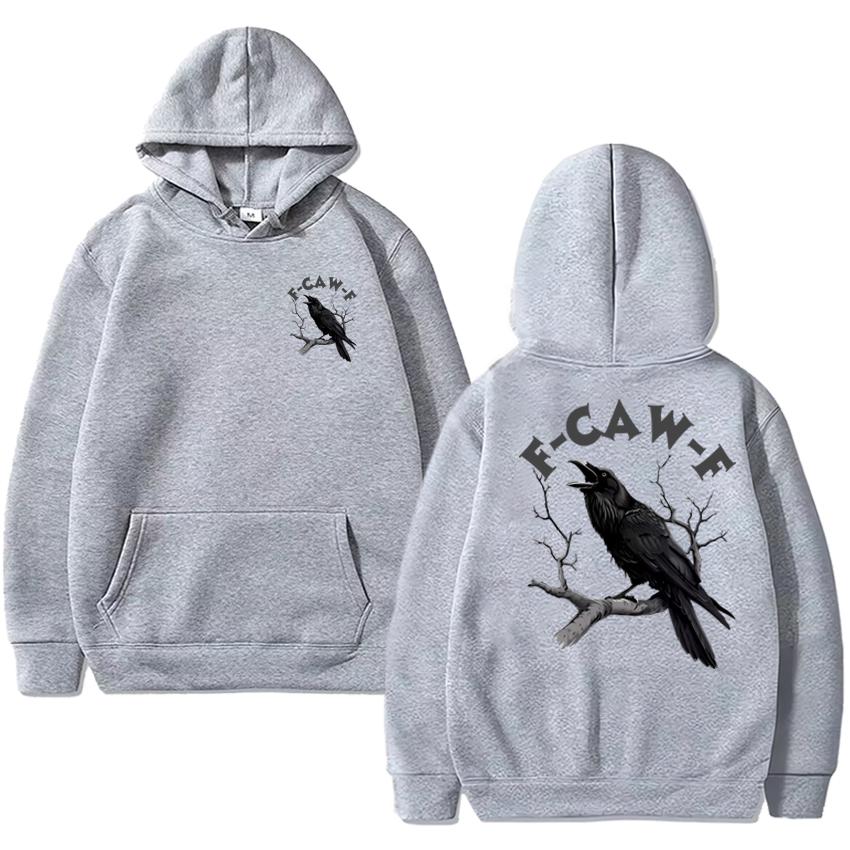 2025 Funny Humor Crow Double Sided printed Hoodies Autumn Winter Unisex harajuku vintage Sweatshirt Men women Fleece pullover