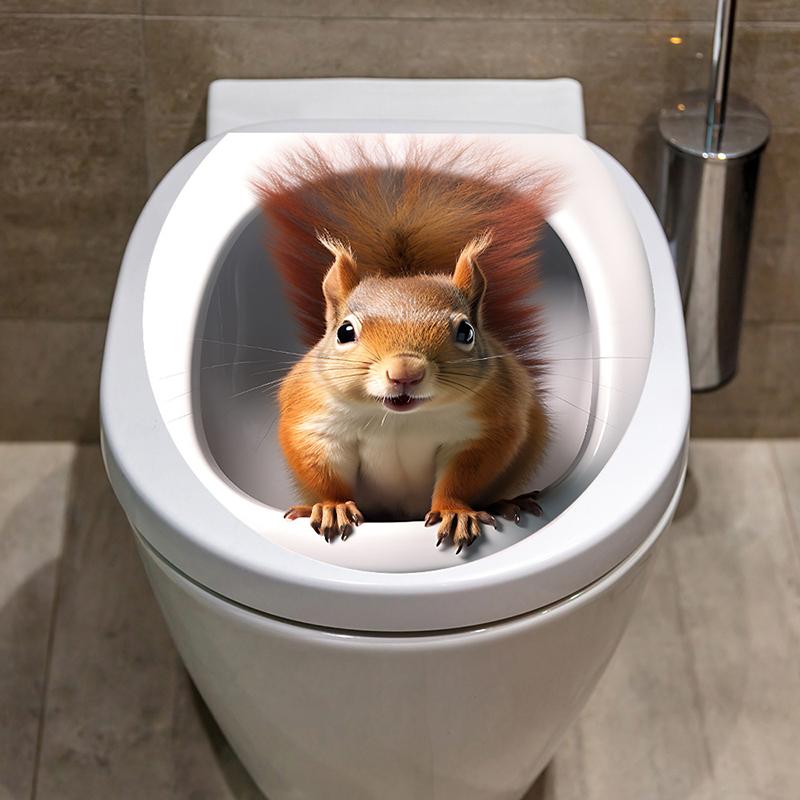 T750#Creative Animal Wall Sticker Bathroom Toilet Decor Living Room Cabinet Home Decoration Decals Beautify Self Adhesive Mural