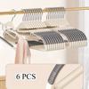 6pcs Plastic Clothes Hangers with Collar Protectors | Durable Non-Slip Wardrobe Closet Storage Organizer Hooks for Shirts