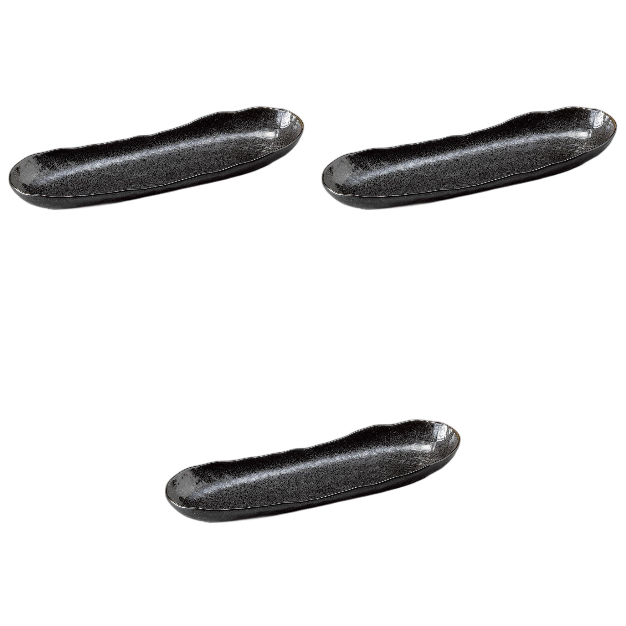 

Setomonohonpo Set of 3 Tenmoku Long Serving Plates x x Ceramic Long Plates (Setomonohonpo) [33.3 10.7 4cm]