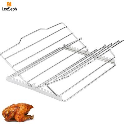 Adjustable Chicken Roasting Rack, Stainless Steel Foldable Turkey Roasting Rack, Grill Rib Rack, for Roasting Steak Ribs Bacon