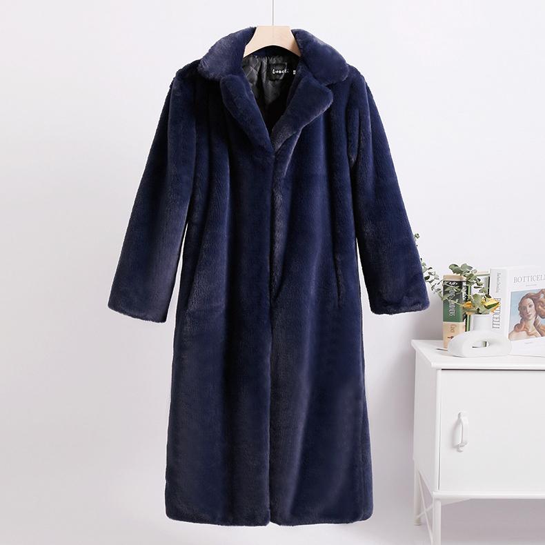 Solid Plush Winter Coats Women Long Lapel Faux Fur Jacket Fluffy Luxury Artificial Fur Jacket Teddy Female Fake Natural Fur Coat Women