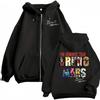 Bruno Mars The Romantic Tour 2026 Cover Zipper Sweatshirt Men Women Clothes Fashion Zip Up Hoodie Bodywarmer Jacket Hooded Coats
