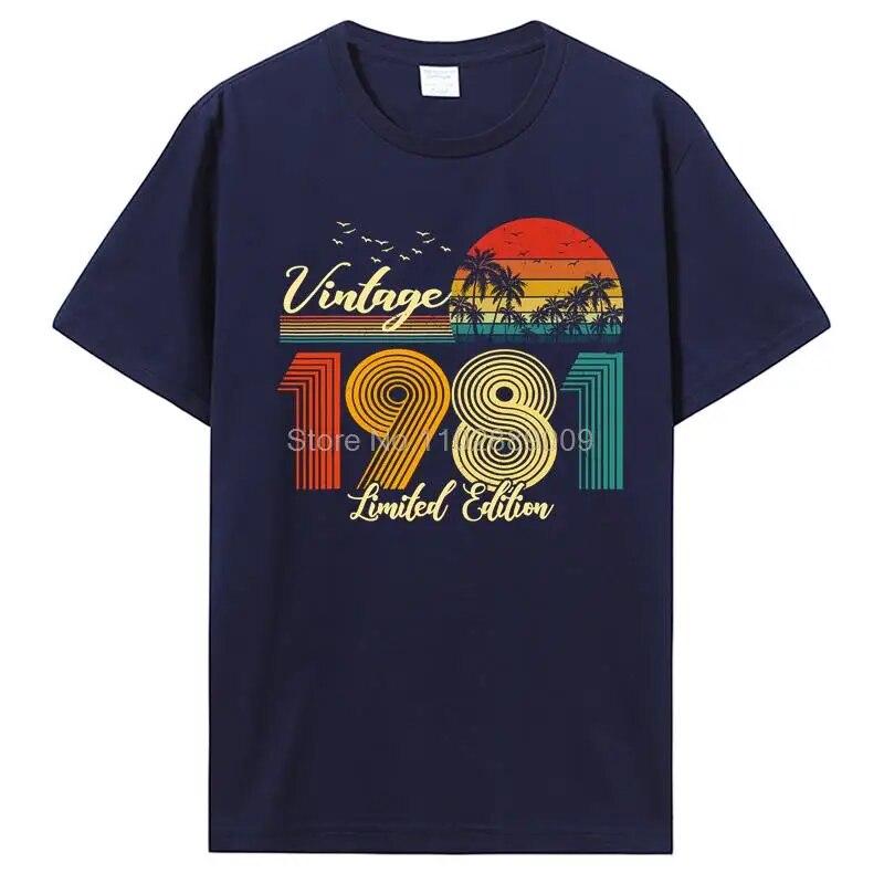 Vintage Tillverkad 1981 Alla Originaldelar Födelsedags-T-shirt Jubileums-T-shirt Oversized Unisex Kläder T-shirts För Unisex Streetwear