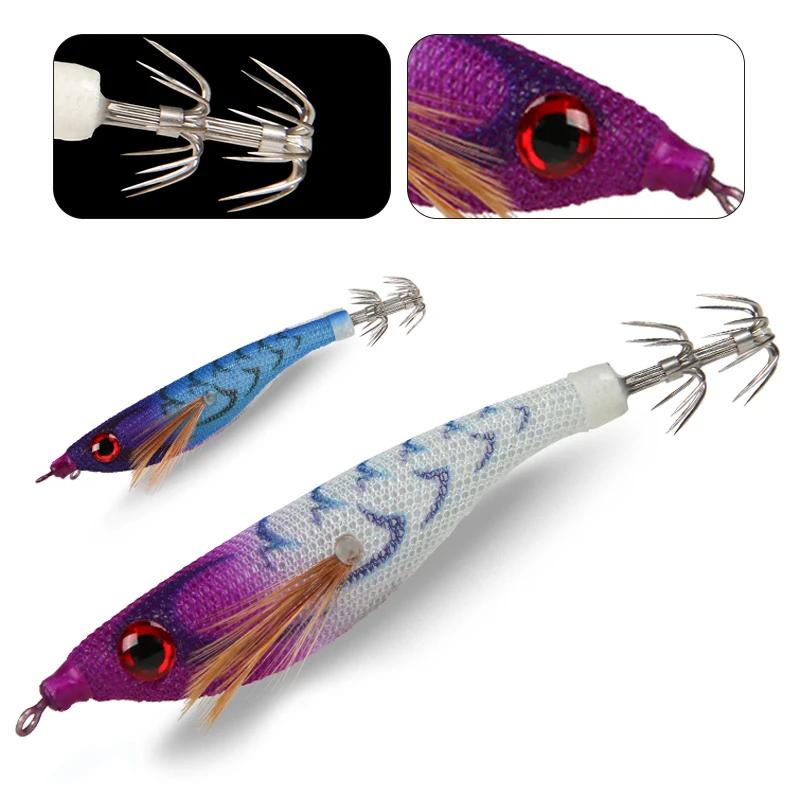 99mm Floating Luminous Squid Jig Topwater Artificial Lure for Saltwater Squid Fishing Glow Night Bait with Feathered Hooks