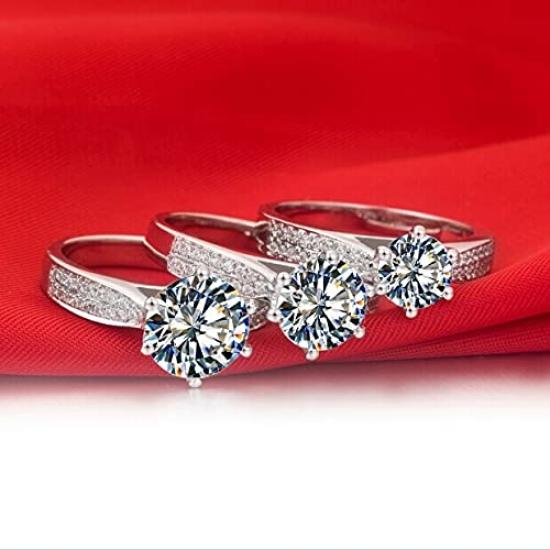 Engagement Ring Star Queen Luxury Genuine Silver NSCD Diamond Wedding Ring Women Anniversary Jewelry [THREE MAN]