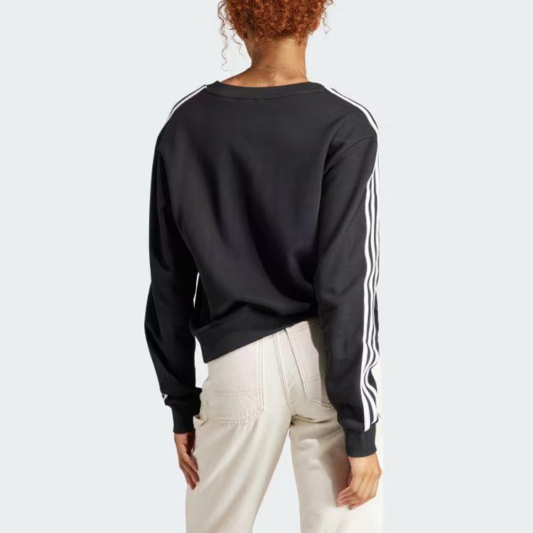 adidas Women's Essentials 3-Stripes V-Neck Sweatshirt Black IQ4835