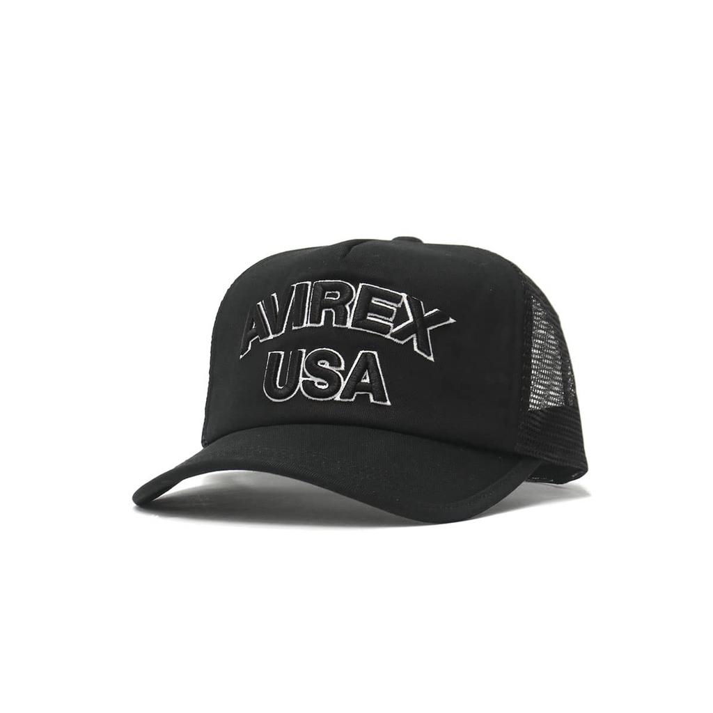 Avirex MESHCAP USA Size Hat, Black, 57.0-59.0cm