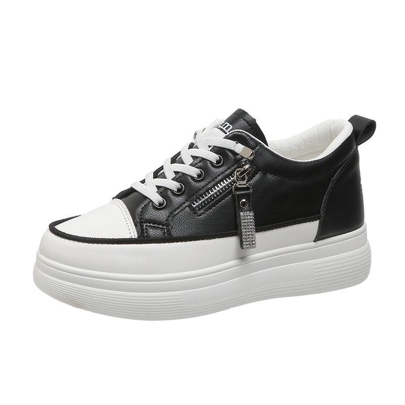 

Женские белые повседневные туфли на толстой подошве с высоким каблуком, 2023 г., универсальный корейский спортивный стиль. 37 чёрный