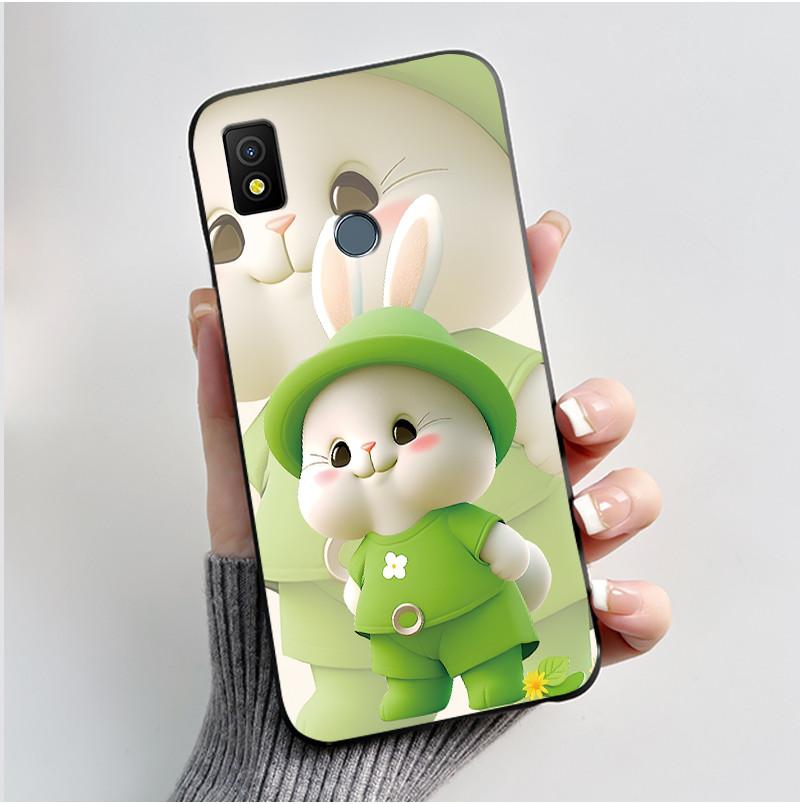 Etui Luksusowe Urocze Króliczek Miłość Śmieszne Czarne Miękkie Silikonowe TPU Ochronne Etui na Telefon dla Cricket Icon4 Tylna Klapka
