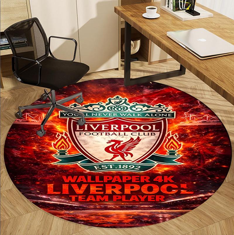 Alfombra Redonda con Patrón del Liverpool F.C., Felpudo para Interiores/Exteriores, para Picnic, Sala de Juegos, Dormitorio, Oficina, Sala de Estar, Alfombra Decorativa para el Hogar, Regalo de Cumpleaños