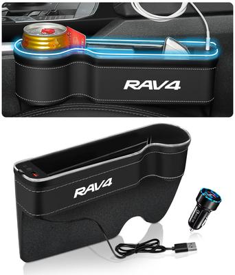 Caixa de Armazenamento Lateral de Carro com Porta-Copos para Lado do Assento RAV4 PHV XA50 com USB Console para Smartphone Compartimento para Pequenos Itens LED no Compartimento Fácil para Passageiro