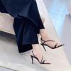Fashion Black Pointed-Toe Stiletto High Heels For Women, 2025 Summer New Style Cross-Strap Sexy And Elegant Open-Toe One-Shoulder Buckle