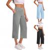 Dámské elastické kalhoty s vysokým pasem, ležérního střihu, se širokými nohavicemi, dlouhé kalhoty, kalhoty s kapsami