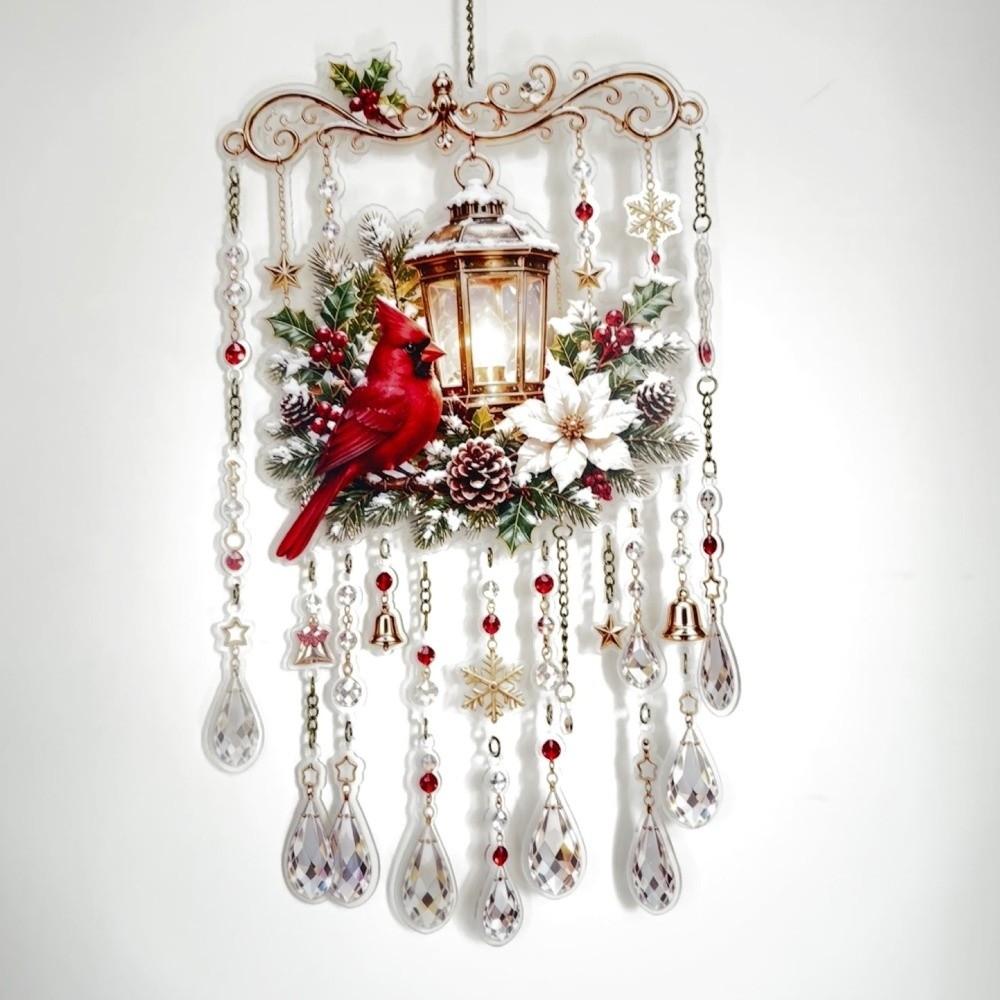 Clopoțel de vânt de Crăciun din acril Ren Om de zăpadă Pasăre Ornamente de agățat de Crăciun Moș Crăciun Decorațiune pentru casă Pandantiv din cristal pictat