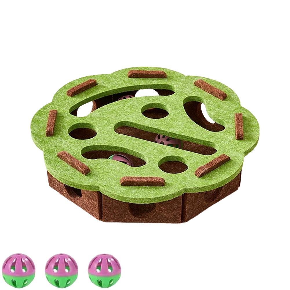 Pet Cat Puzzle Maze Holes Toys Felt Box With Bell Ball Kitten Playing Toys Interactive Funny Cat Supplies