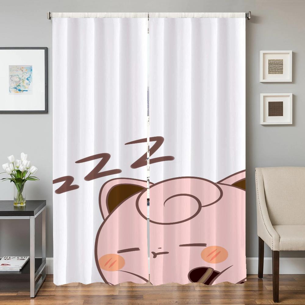 Home Interior Kitchen Curtains for Living Room 2 Pieces Blackout Curtains Door Curtain Pokemon Bedroom Decoration Partition