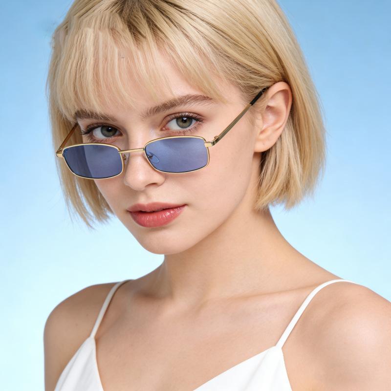 Metal Sunglasses Uv400 Retro Sunglasses Small Square Sunglasses Trendy For Shopping Cycling Work