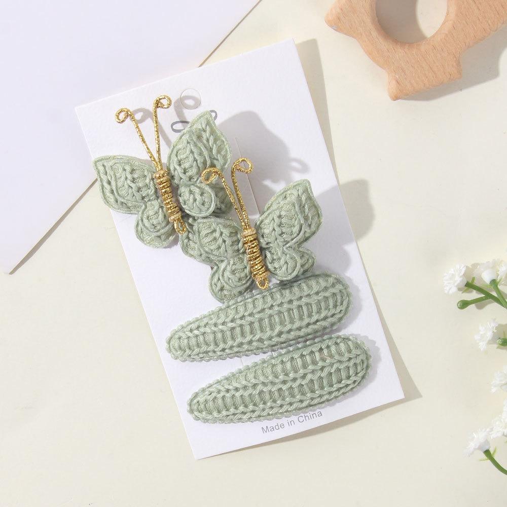 4PCS/Set Handmade Knitting Butterfly Hair Clip Set Childrens Girl Hair Accessories Winter Casual Wear Soft Hair Clips Gift