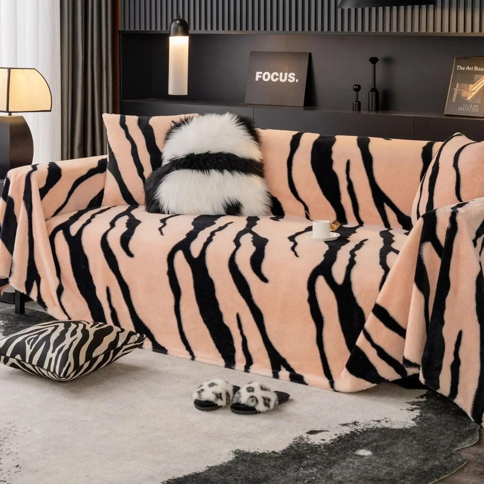 

Flannel Fleece Throw Blanket for Couch Zebra Blanket Black White Fuzzy Lightweight Warm Cozy Comfy Soft Blanket for Bed Sofa 130x180cm помаранчевий