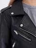 Damen Slim Fit PU-Leder Motorradjacke mit schrägem Reißverschluss