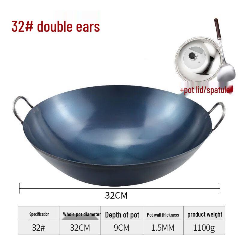 Kahl Gusseisen Wok mit Doppelgriff