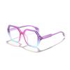 Oversized Hexagon Glasses Colorful Gradient Frame Clear Non-Prescription Lenses Stylish Eyewear for Ladies KJ088