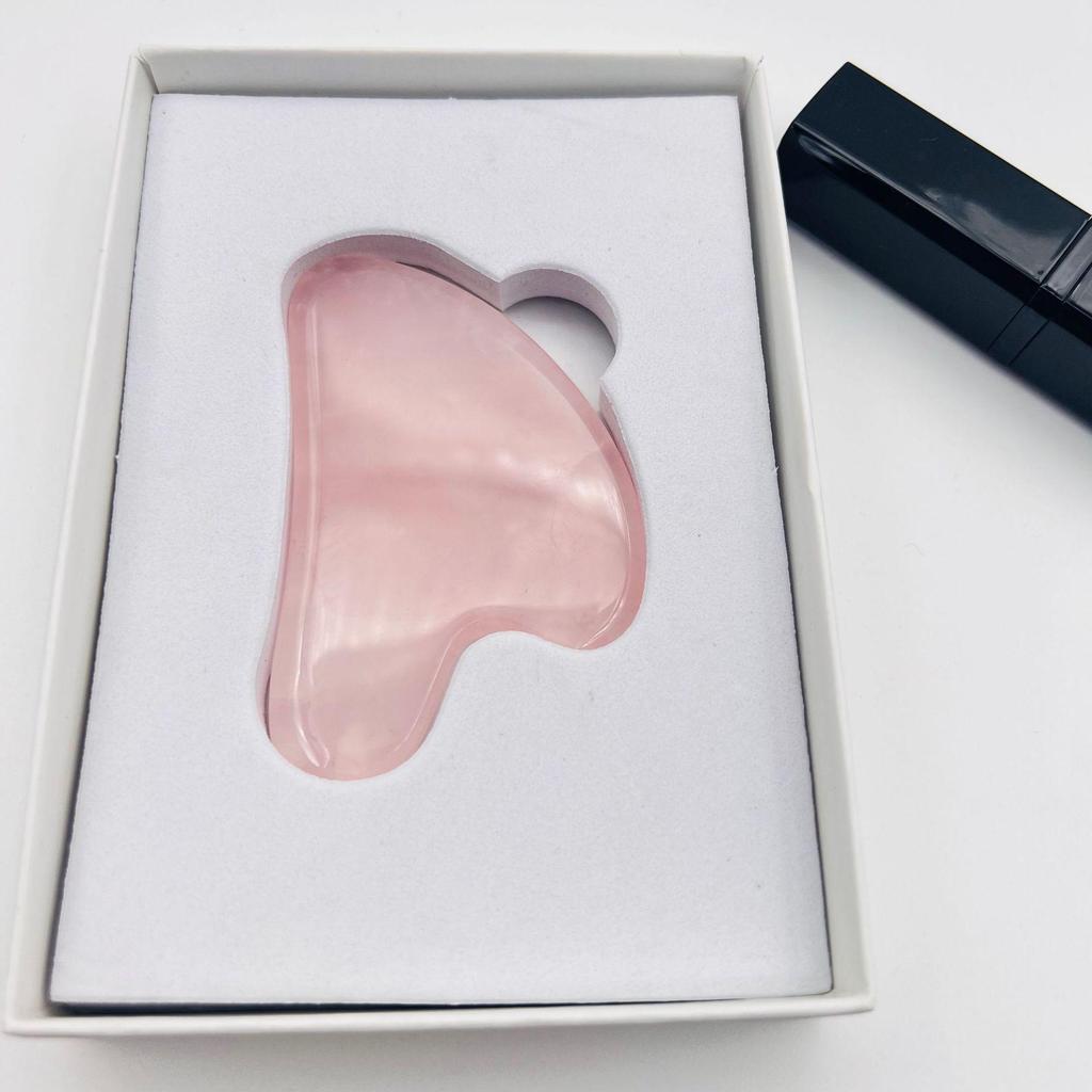 Rose Quartz Heart-Shaped Jade Gua Sha Board for Face and Back.