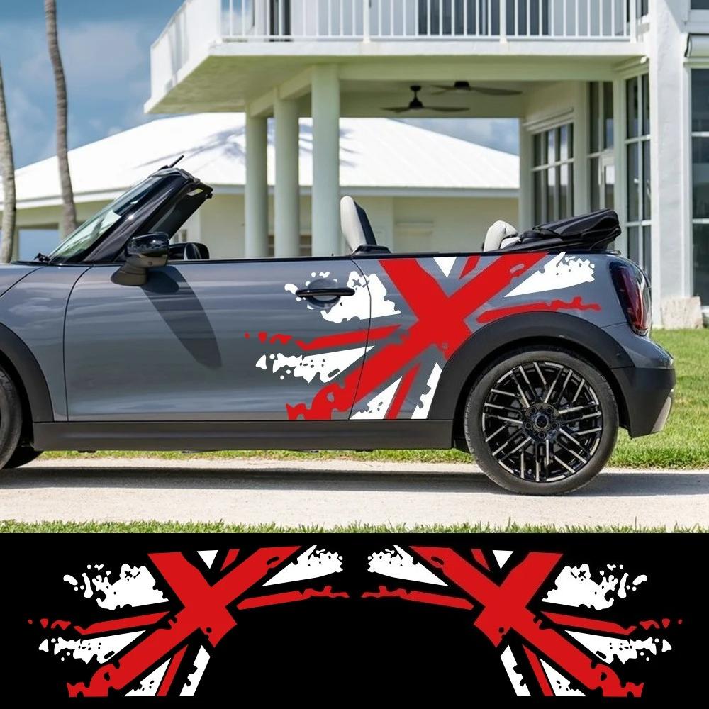 2PCS Union Jack Car Door Side Stickers Auto Body Stripe Vinyl Decals Decoration For MINI Cooper JCW Countryman R60 R55 R56 F55