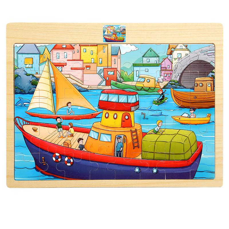 Wooden 40-piece Puzzle for Children, Animals, Dinosaurs, Cartoon Wooden Flat Puzzle for Babies, Early Education Educational Toys
