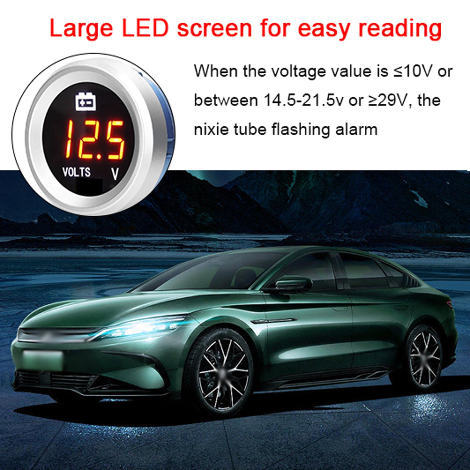 

Цифровий вольтметр з миготливим сигналом тривоги Автомобільний детектор вольт 9 35В Тестер вольт Монітор напруги для автомобіля мотоцикла різнокольоровий