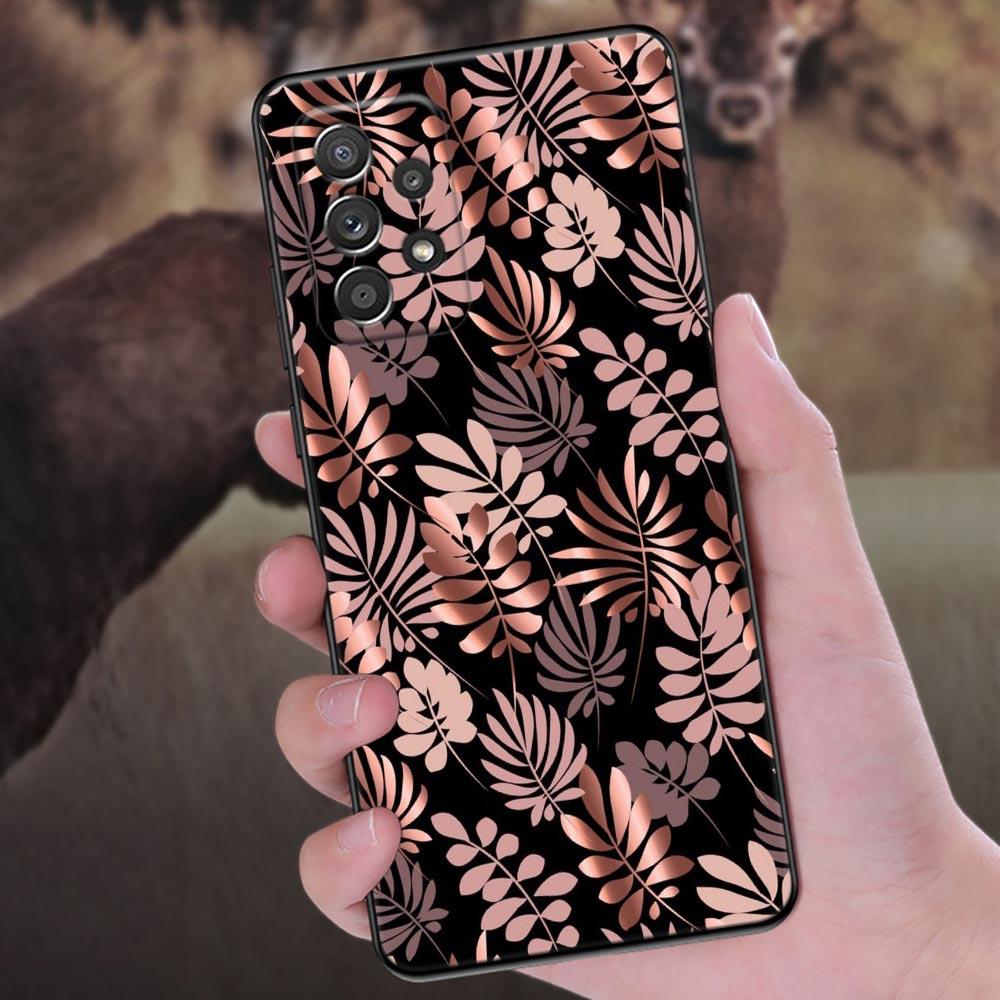 Pink Glitter Hearts Love Grass Leaf Phone Case For Samsung Galaxy A57 A56 A37 A55 A36 A26 A54 A52 A35 A34 A17 A16 A15 A07 Cover