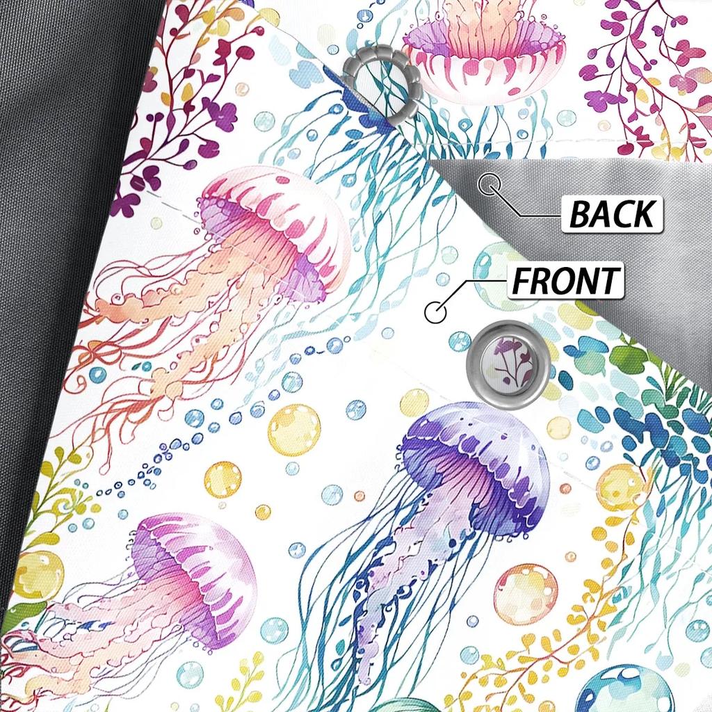 1Pc Jellyfish Pattern Printed Shower Curtain, Waterproof, With 12 Hooks, Bathroom Showers, Bathtub, Fashionable Home Use