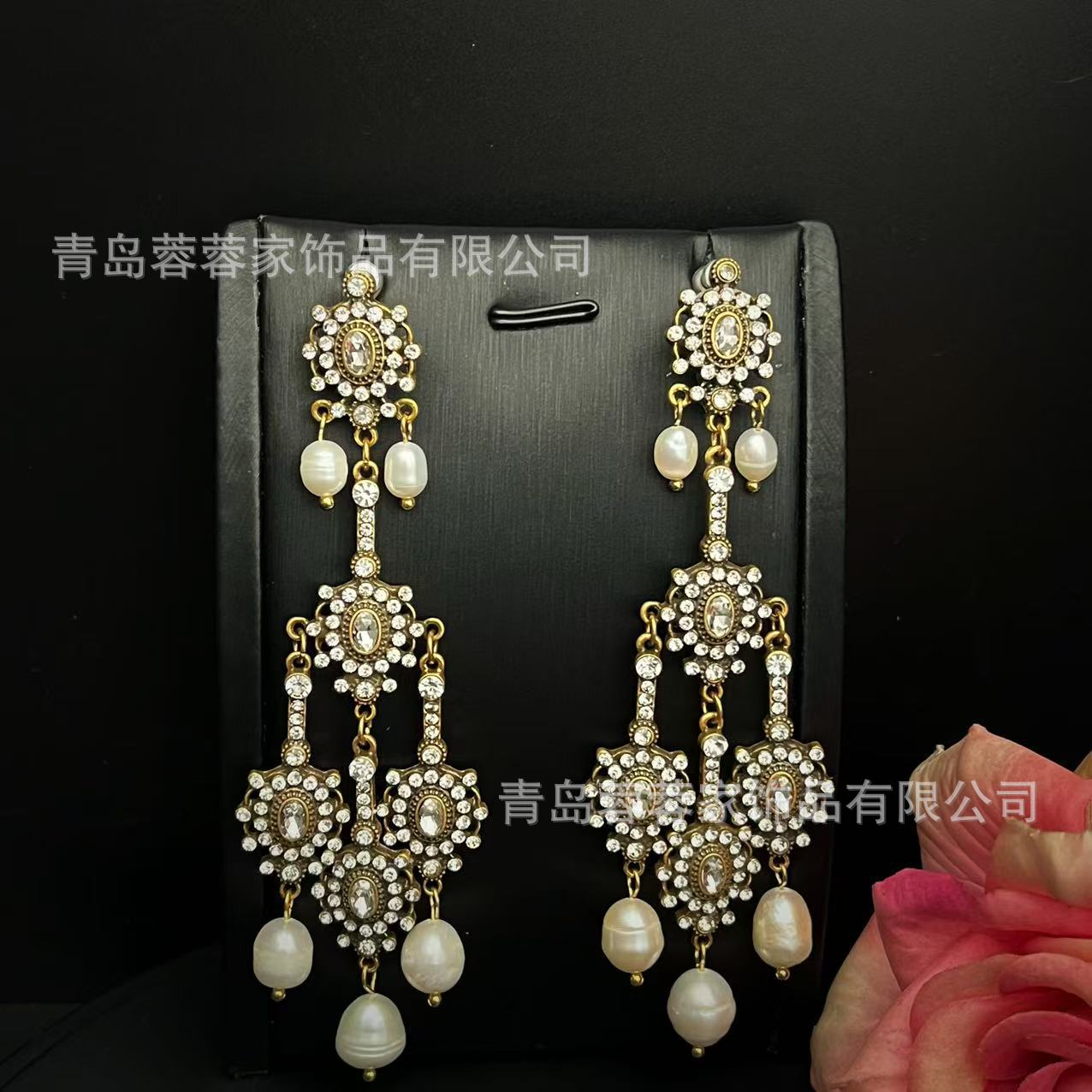 

Antique Jewelry Vintage Baroque Pearl Tassel Earrings Long Style High-end Silver Needle