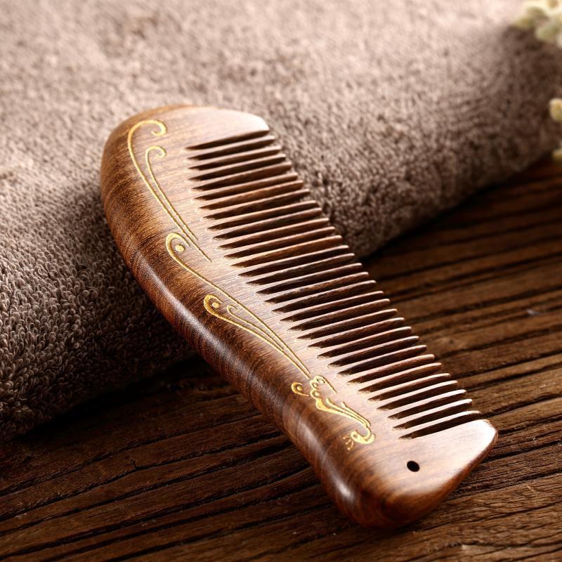 Natural Small Comb Natural Wood Structure Fine Tooth Hair Comb Anti-Static Head Acupuncture Point Massage Gift