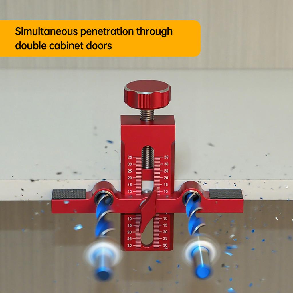 Cabinet Hardware Jig Adjustable Cabinet Door Mounting Tool with Rebounder Hole Punch for Hinge Alignment Aluminum Alloy