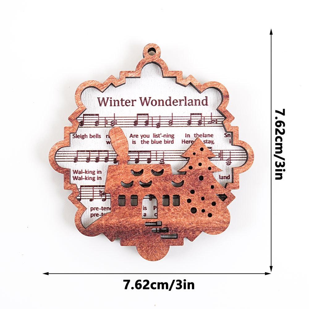 3D Wooden Musical Christmas Tree Ornament & Magnetic Refrigerator Sticker