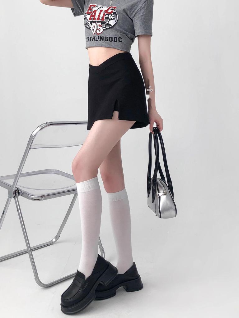 Autumn High Waist Black Slit Skirt for Women - Spicy, Hip-Hugging, Short Skirt Design
