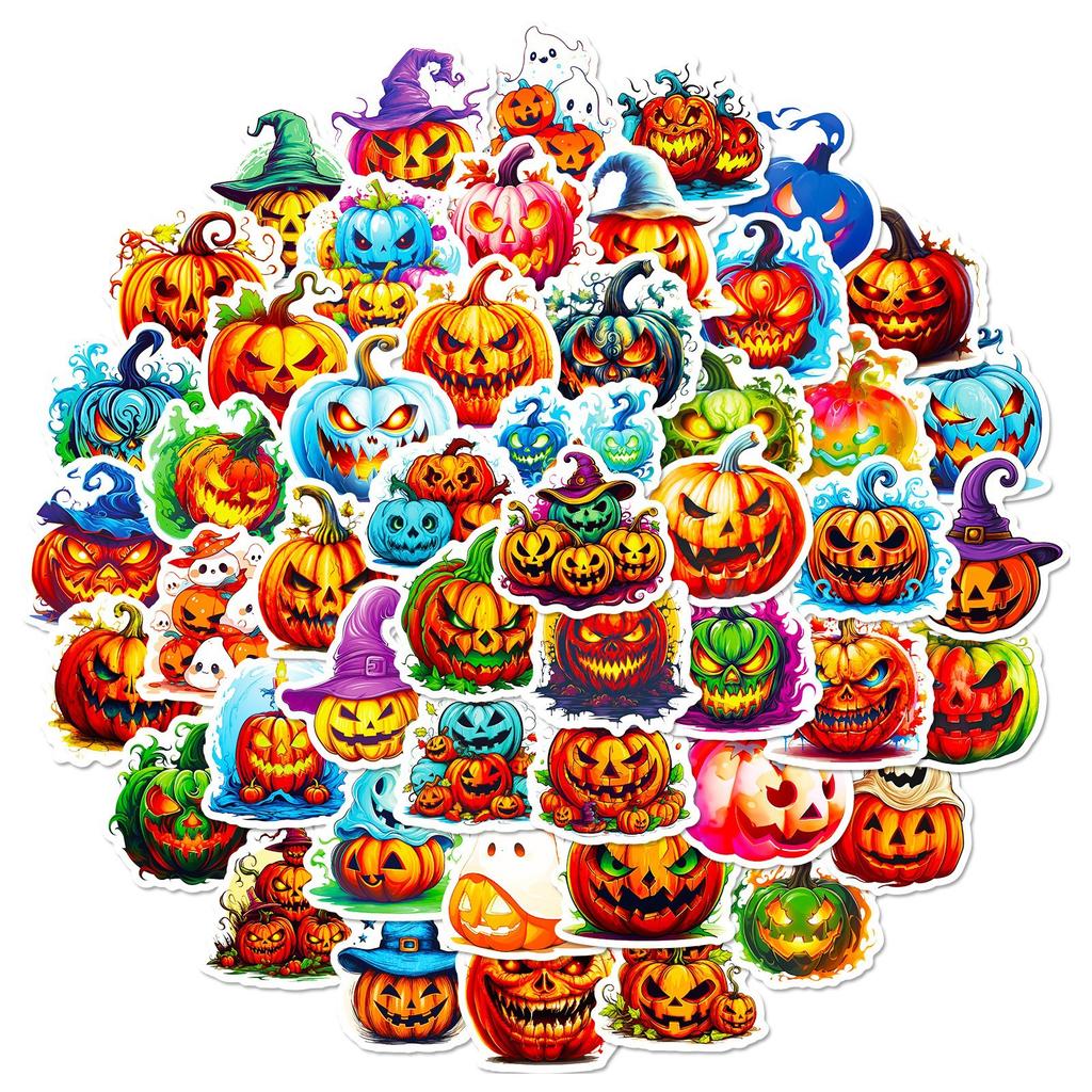 50 Halloween Pumpkin Graffiti Stickers Halloween Thriller Theme Stickers Cartoon Festival Stickers