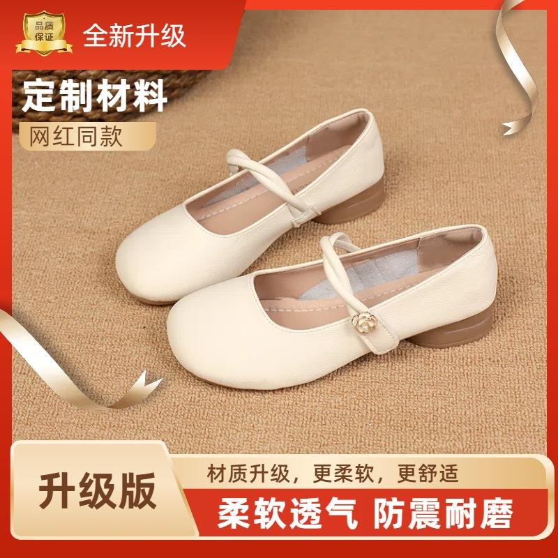 French versatile single shoes women's 2025 summer new popular soft sole soft surface shallow mouth with skirt Mary Jane small leather shoes