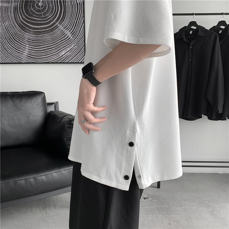 Men's Trendy 2023 Summer Short Sleeve Button Slit T-shirt - Loose Fit, Half Sleeve, Couple Style