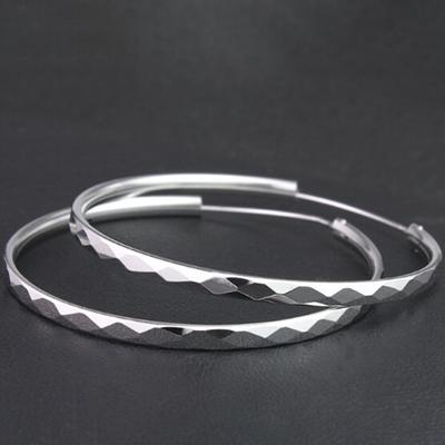 1 Pair Hoop Earrings Diamond-type Lattice Big Circle Non-allergenic Hypoallergenic Electroplating Dress Up Fade-resistant