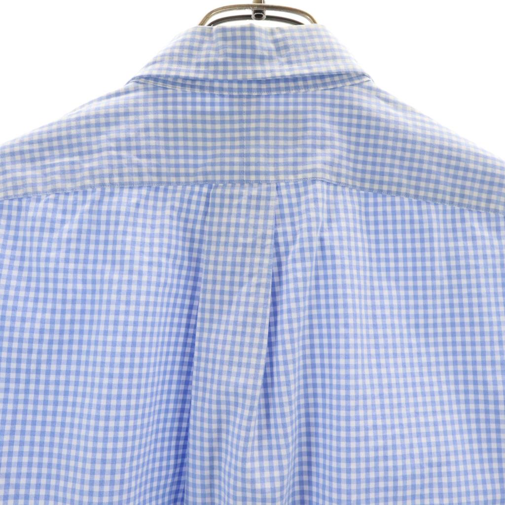 Ralph Lauren Gingham Check Short Sleeve Button Down Shirt M Blue Men's Used